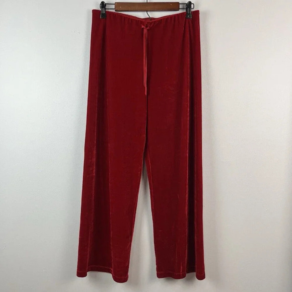 PajamaGram Velour Long Sleeve Pajamas Set Womens‎ M Red Christmas Holiday - Picture 7 of 16